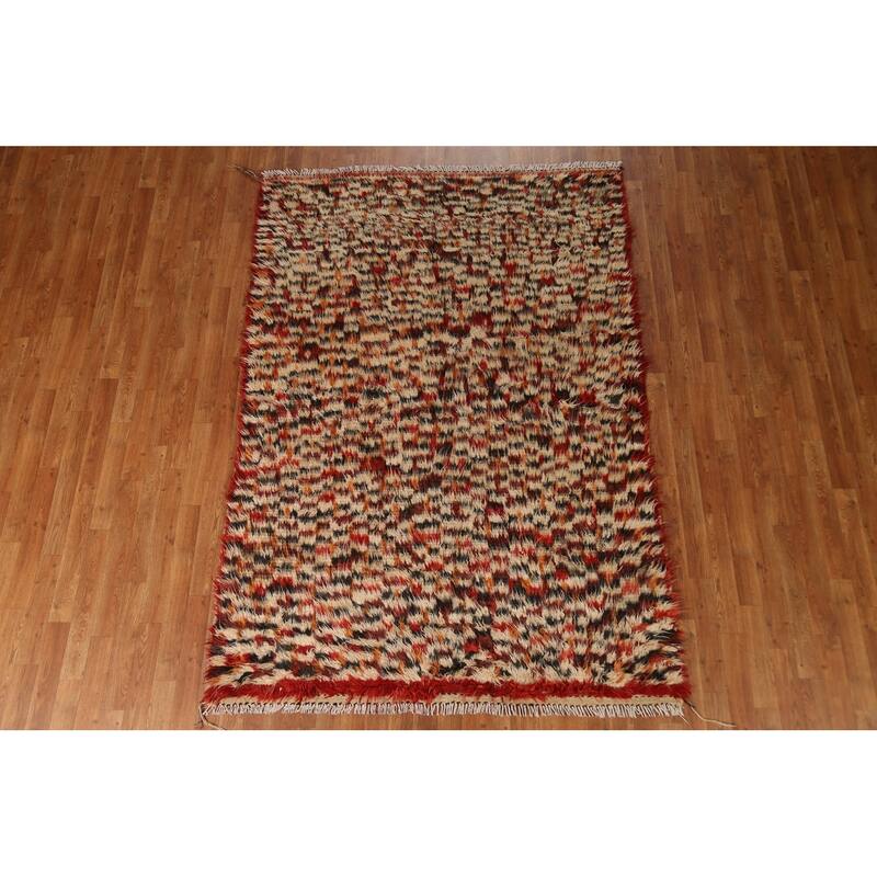 Hand Knotted Oriental 100% Wool Carpet Tribal Tribal Beige & Ivories Moroccan Area Rug - 7' 10'' X 5' 4''
