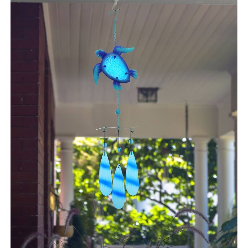CoTa Global Blue Sea Turtle Hanging Sea Glass Wind Chime - 27.56 Inch