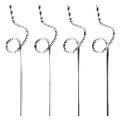 4Pcs 10.6" Curly Shape Stainless Steel Straws Reusable Metal Straw