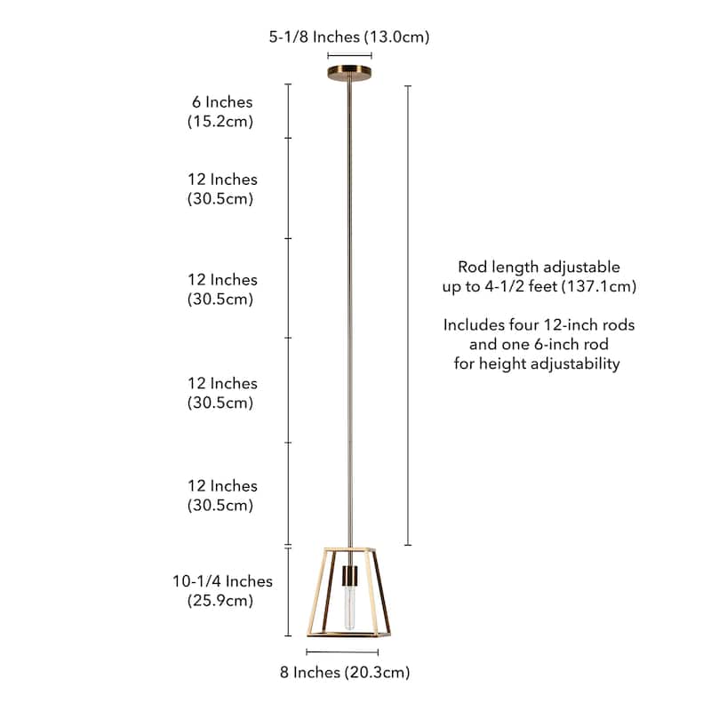 Rhom Framed Pendant in Brass - 8 Inch - 8 Inch