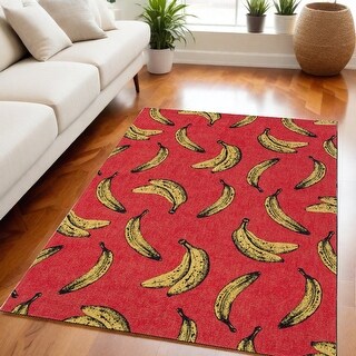 Red Yellow Rugs HomeRoots 5' X 7' Red and Yellow Abstract Non Skid Area Rug - 72' X '48 ...