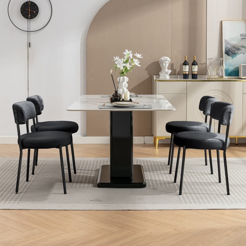 Mixoy 20"Counter Height Bar Stools,Modern Teddy Fleece Bar Stools,Velvet Dinning Chair with Metal Legs for Kitchen Island