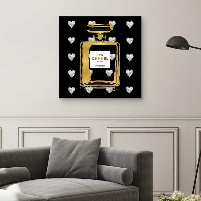 Silver Hearts on Black by Madeline Blake Canvas Art Print