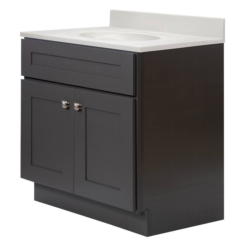 Brookings 31 Inch Assembled Bath Vanity with Ivory Swirl Top