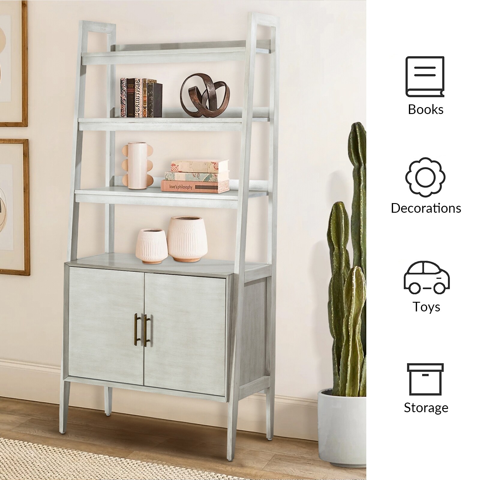 Augusto Mid-Century Modern Ladder Bookcase | HULALA HOME