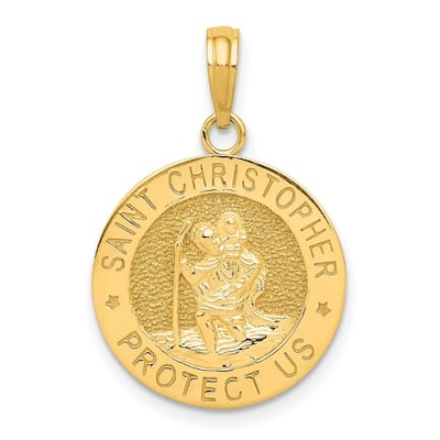 Curata 14k Yellow Gold 18" Saint Christopher Medal Pendant Necklace