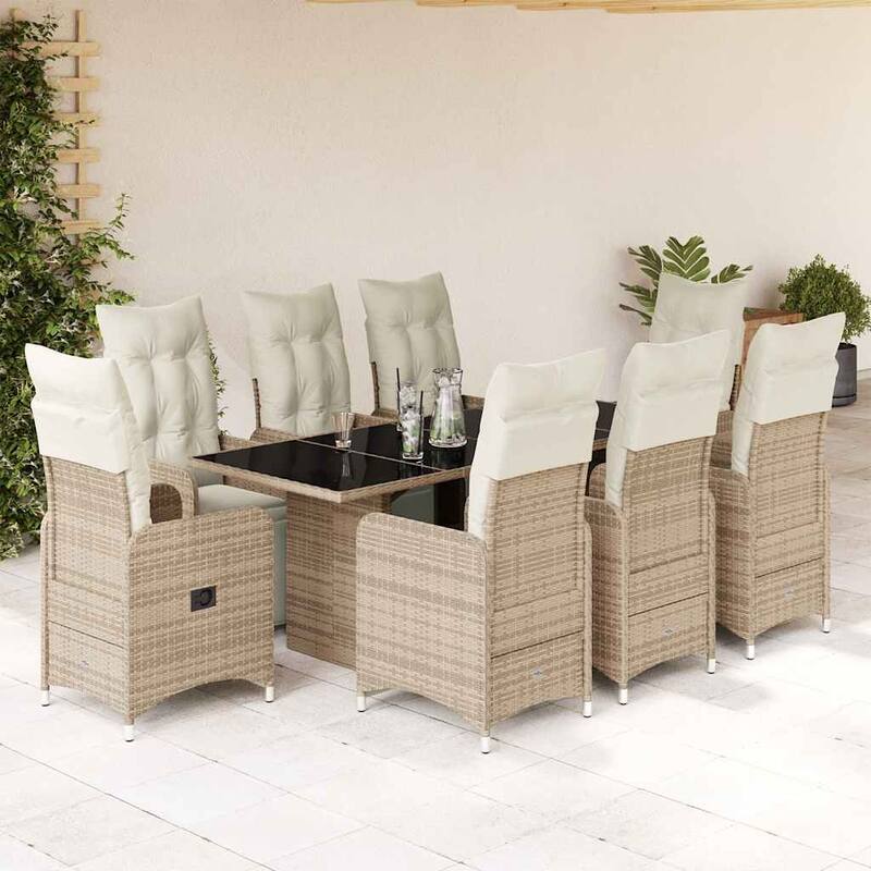 vidaXL Bistro Set Brown PE rattan Large Adjustable Footrests - 23.0 x 21.5 x 36.2 in