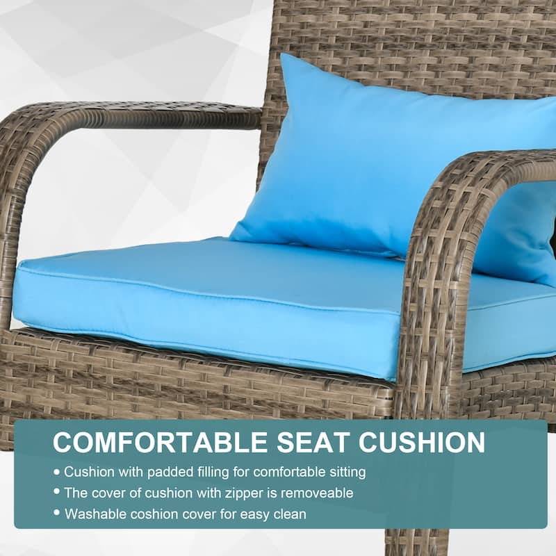 Outsunny Outdoor Classic Rattan Adirondack Chair with Cushion