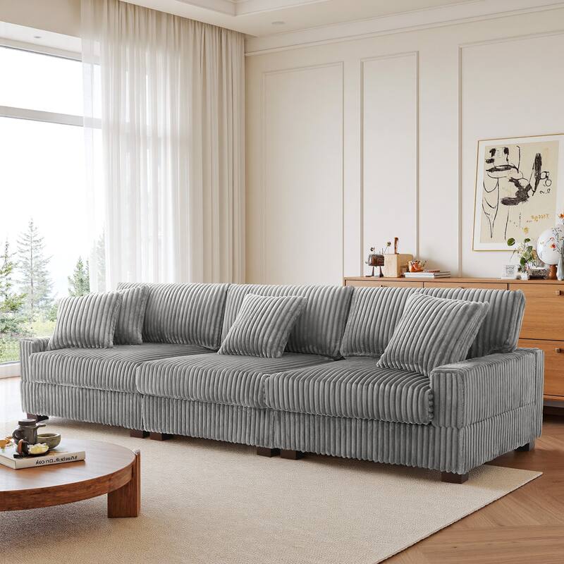 118.3" W Upholstered Sectional Modular Sofa with Pillows