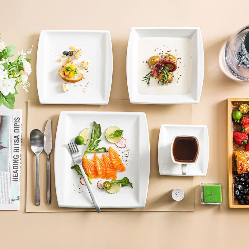 MALACASA 60-Piece Porcelain Dinnerware Set (Service for 12)
