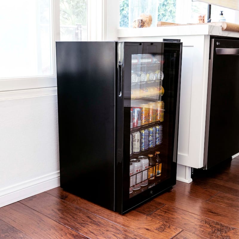 Newair 126 Can Freestanding Beverage Fridge in Onyx Black with Adjustable Shelves