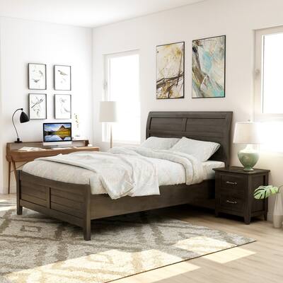 Inyx Transitional Walnut Wood 2-piece Panel Bedroom Set with USB Port by Furniture of America