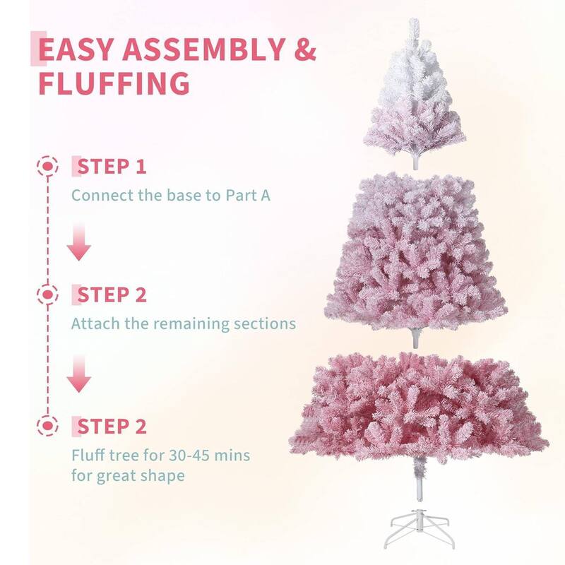 Pink Snow Flocked Artificial Christmas Tree for Home Office - N/A