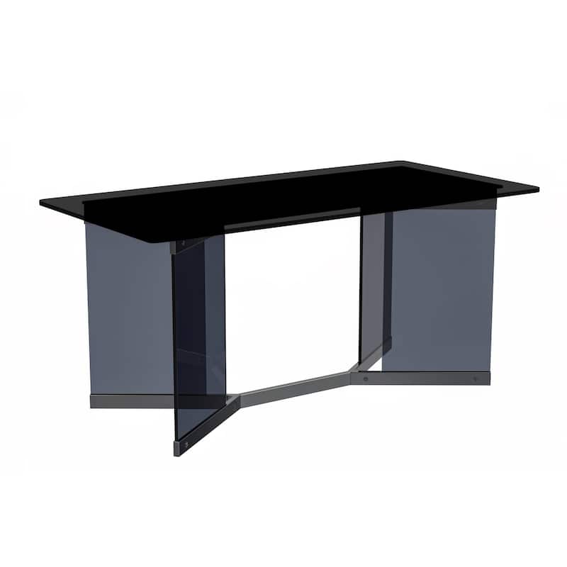 Oryn Rectangular Dining Table with Glass/Sintered Stone Top - 55" Wide - Black