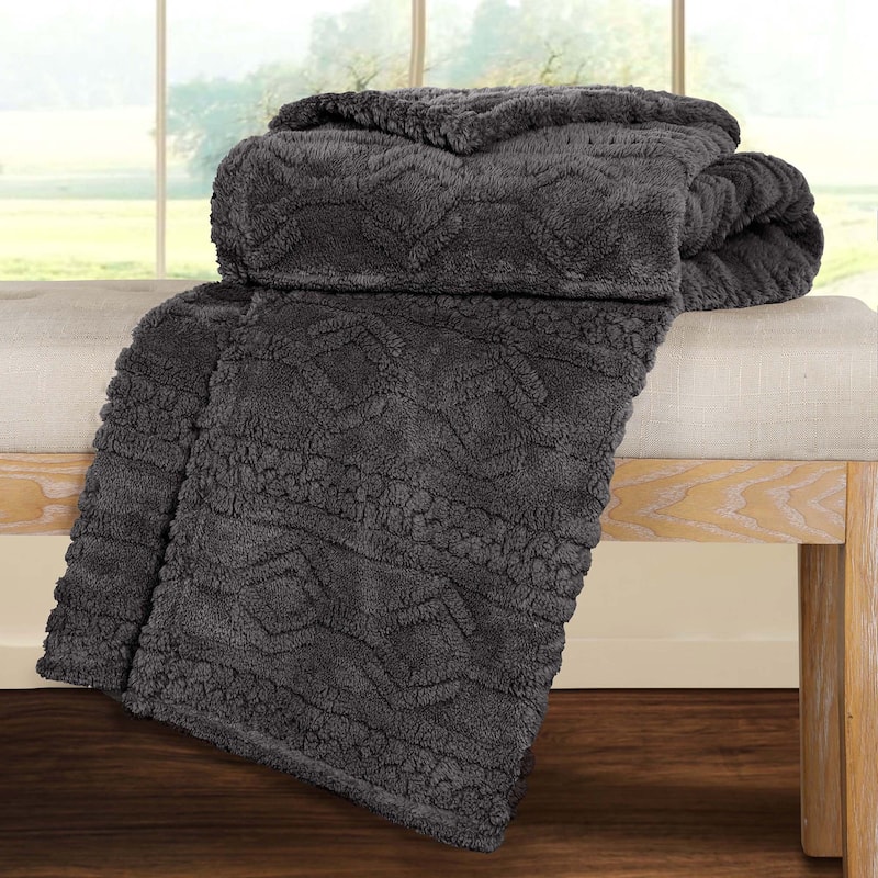 Superior Arctic Boho Jacquard Plush Fluffy Fleece Blanket