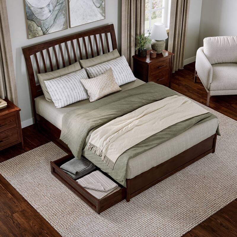 Roslyn Platform Bed with Panel Footboard and Storage Drawers