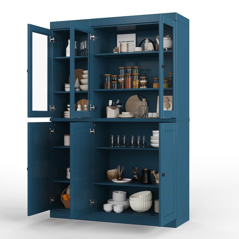 Palace Imports 100% Solid Wood 48.5" China Pantry Cabinet with Solid or Clear Glass Doors and Adjustable Shelves - 48.5" x 71.5"