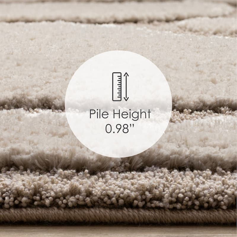 Luxurious Taupe Sand Stepping Stones High-Low Textured Rug