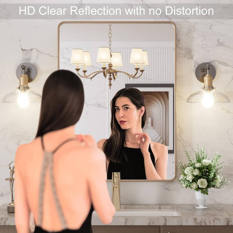 36x30 Inch Brushed Nickel Aluminium Frame Bathroom Mirror - Brushed Nickel