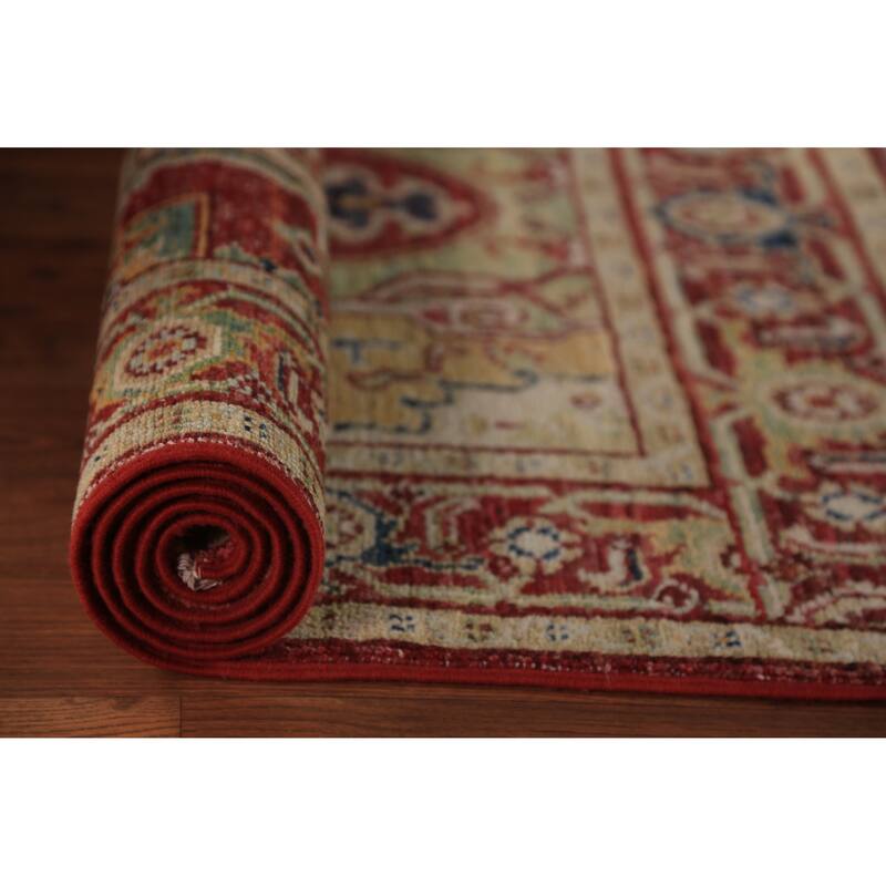 Heriz Serapi Vegetable Dye Accent Rug Geometric Handmade Wool Carpet - 3'0"x 4'10"