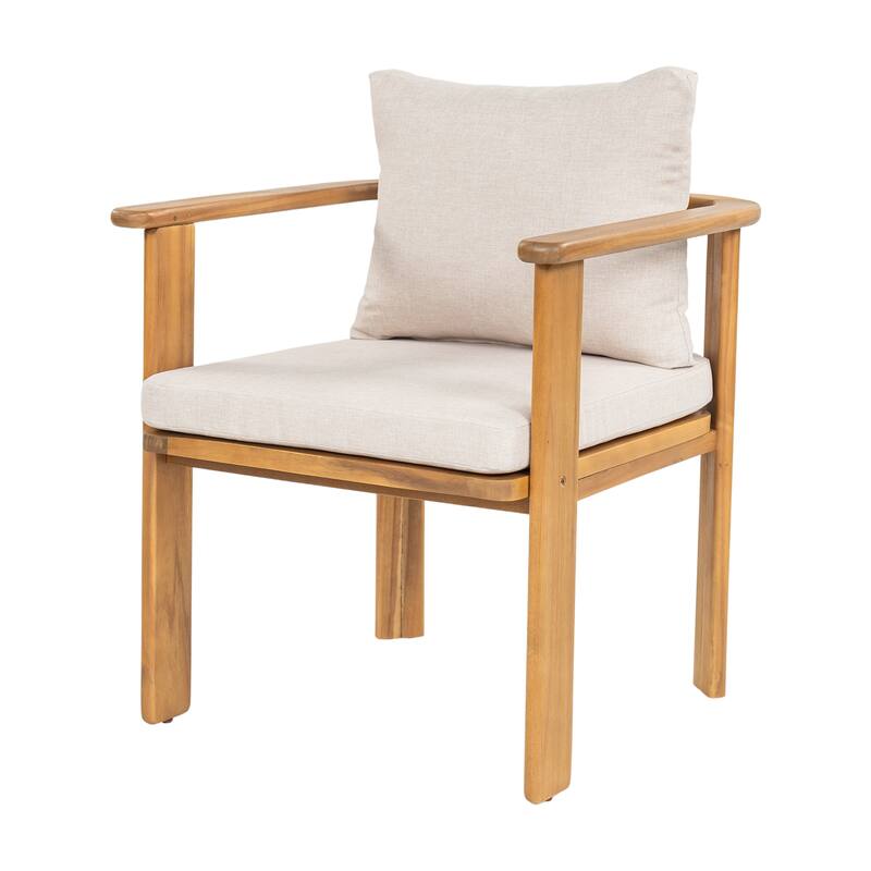 Scott Living Kaja Outdoor Solid Acacia Wood Dining Chair with Cushioned Seating (Set of 2)