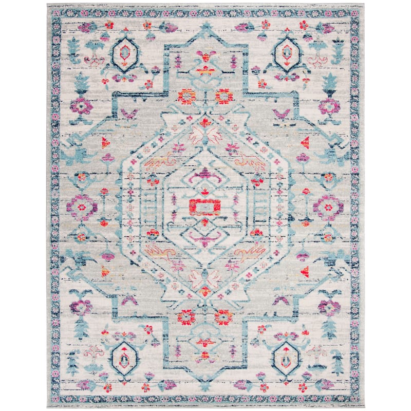 SAFAVIEH Madison Darline Vintage Boho Oriental Rug - 8' x 10' - Light Grey/Fuchsia