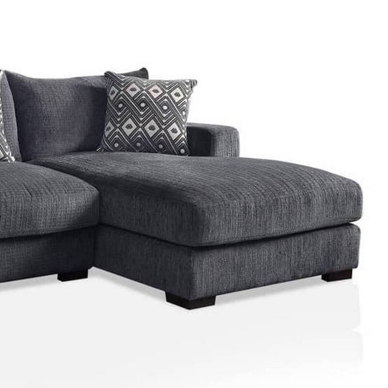 L Shaped Sectional with T Cushioned Seat, Gray