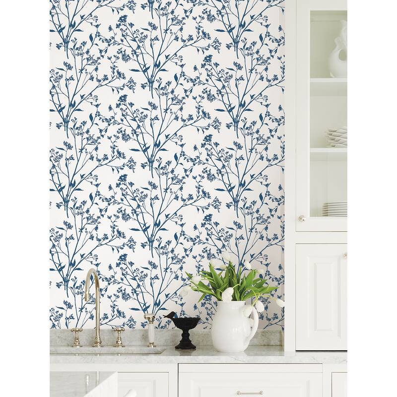 A-Street Prints Southport Indigo Delicate Branches Wallpaper