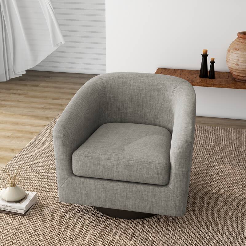 Round Barrel Armchair 360-Degree Swivel Accent Chairs