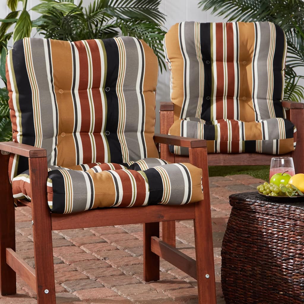 Brick Stripe 21 x 42-inch Outdoor Seat/Back Chair Cushion (Set of 2) (Cushions Only)