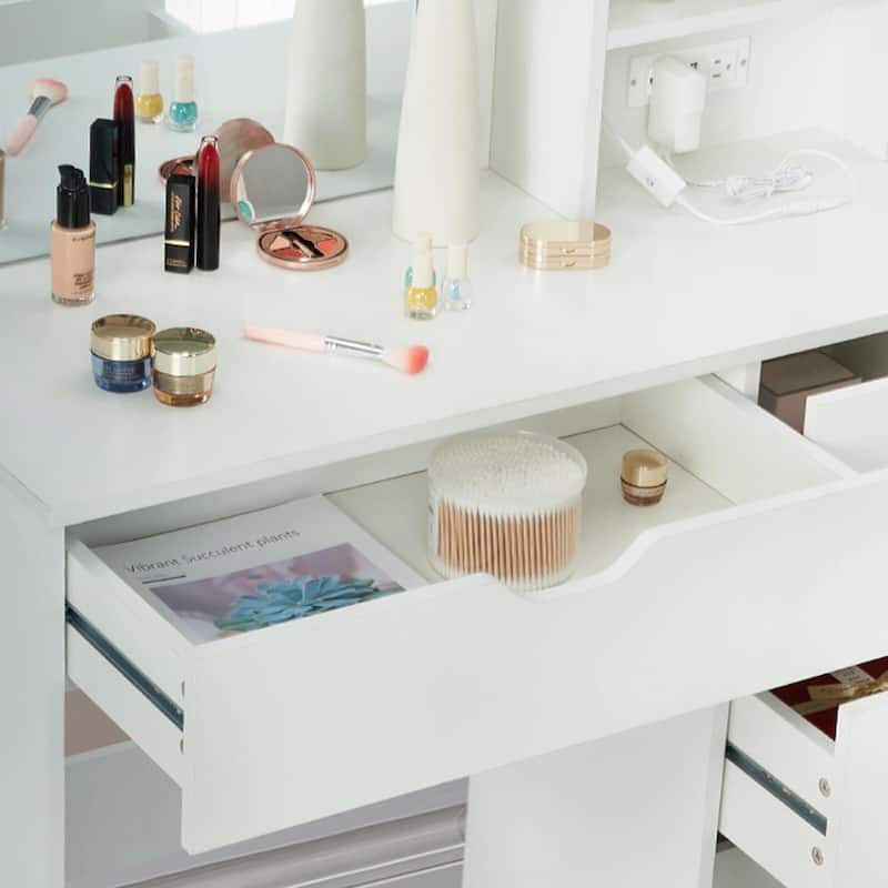 Vanity Desk with Mirror & Lights