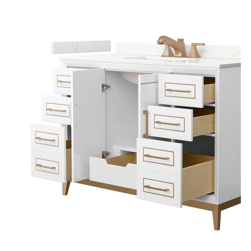 Wyndham Collection WCH515148S-QTZ-US3MXX Marlena 48" Free Standing