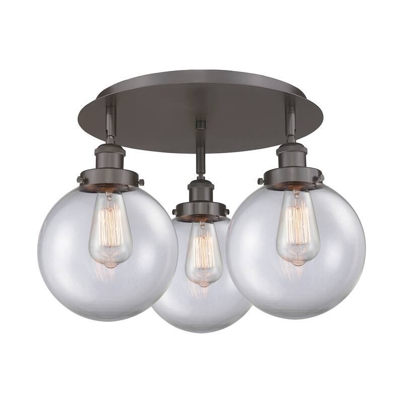 Innovations Lighting Canton - 3 Light 20" Flush Mount - Clear/Oil Rubbed Bronze