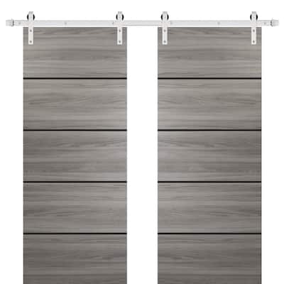 Bypass Doors 36 x 80 Planum 0015 Ginger Ash with Sturdy Rails