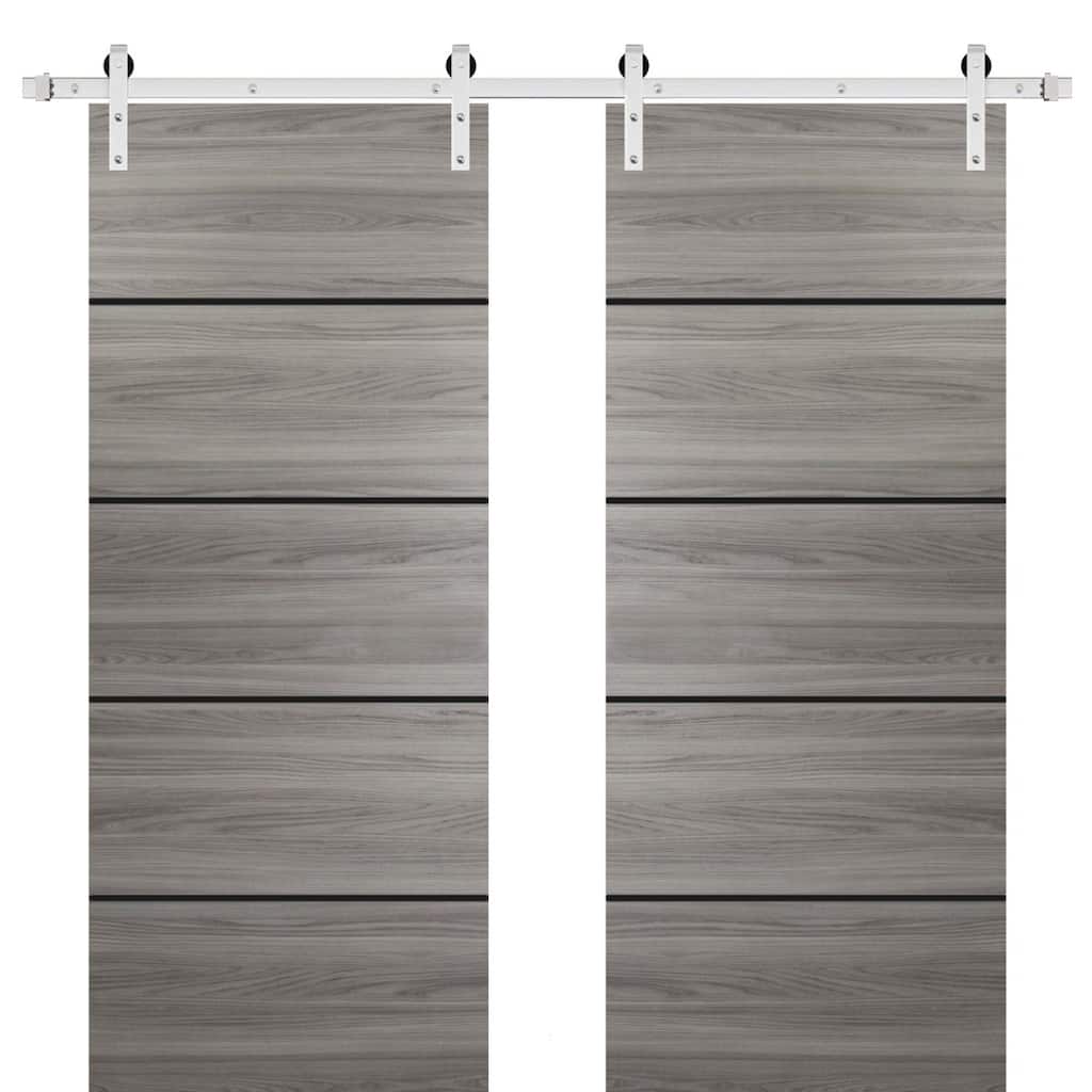 Bypass Doors 36 x 80 Planum 0015 Ginger Ash with Sturdy Rails