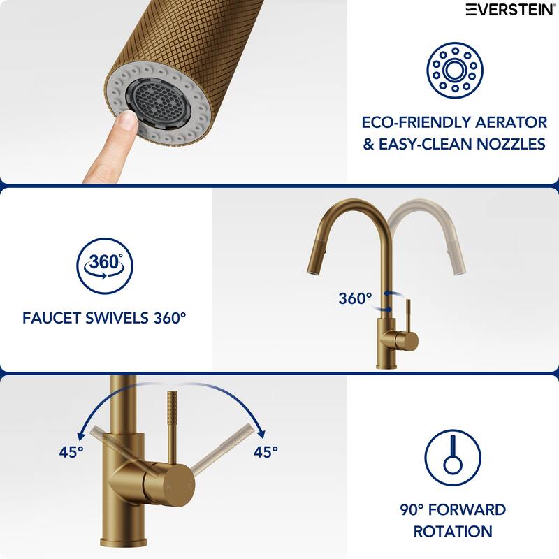 Single-Handle Pull-Down Sprayer Kitchen Faucet with 360° Spout Swivel