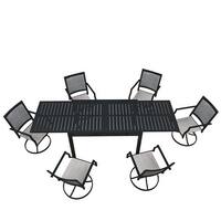 7 Piece Metal Frame Patio Dining Set, Aluminum Extendable Dining Table ...