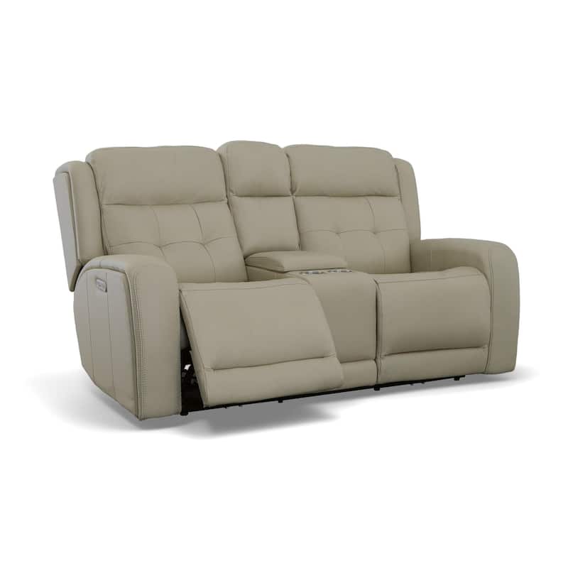 Grant Power Reclining Loveseat with Console and Power Headrests by Flexsteel - Ivory