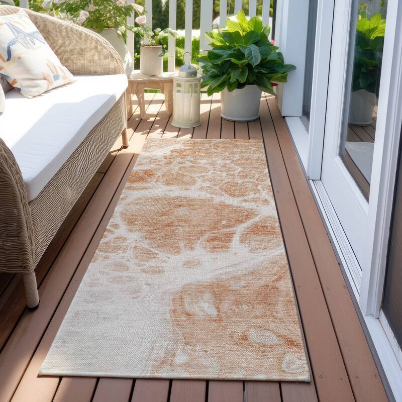 Machine Washable Indoor/ Outdoor Chantille Abstract Contemporary Rug