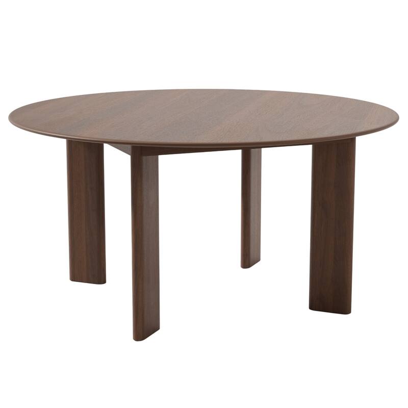 HomeRoots 59" Brown Solid Wood Round Top Dining Table - 58.50 in. x 29.64 in. x 58.50 in.