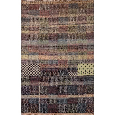 Checkered Plush Moroccan Pakistan Area Rug Handmade Wool Carpet - 7'11" x 10'9"