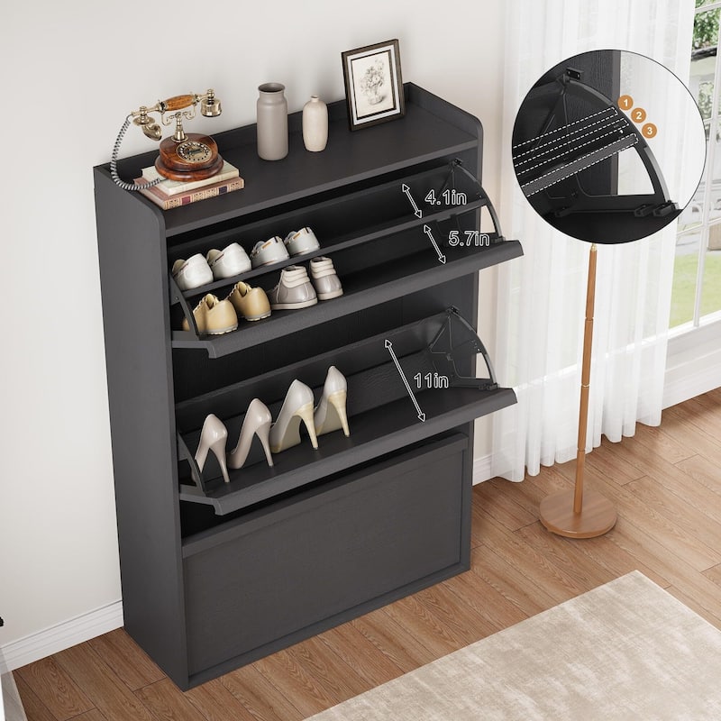 Drawer Wooden Shoe Cabinet with Adjustable Shelves