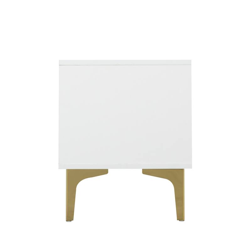 White 63" TV Stand with LED, Gloss Finish for TVs Up to 65"