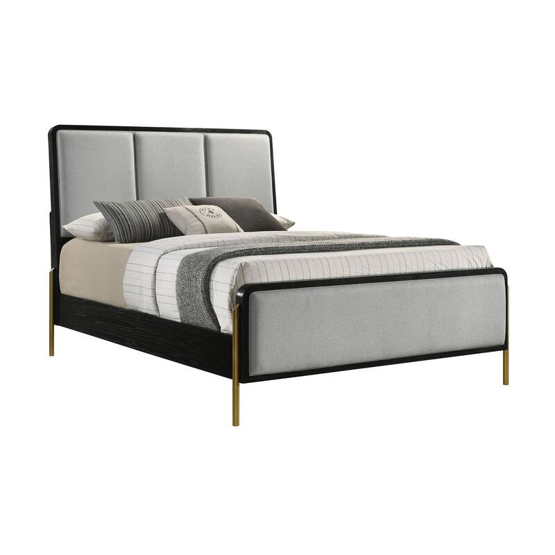 Anser Black and Grey Panel Bed with Metal Leg