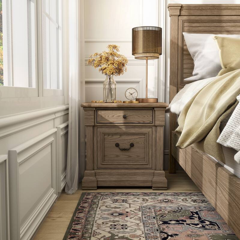 Furniture of America Wacine 3-Piece Weathered Grey Solid Wood Panel Bedroom Set
