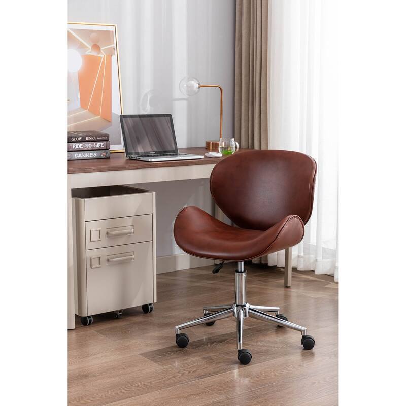 Porthos Home Rudi Office Chair, PU or Fabric or Velvet Upholstery, Chrome Legs
