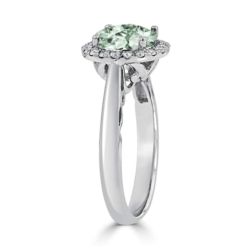 Auriya 1 1/2ct Round Green Amethyst and Halo Diamond Engagement Ring 1/4ctw 14k Gold