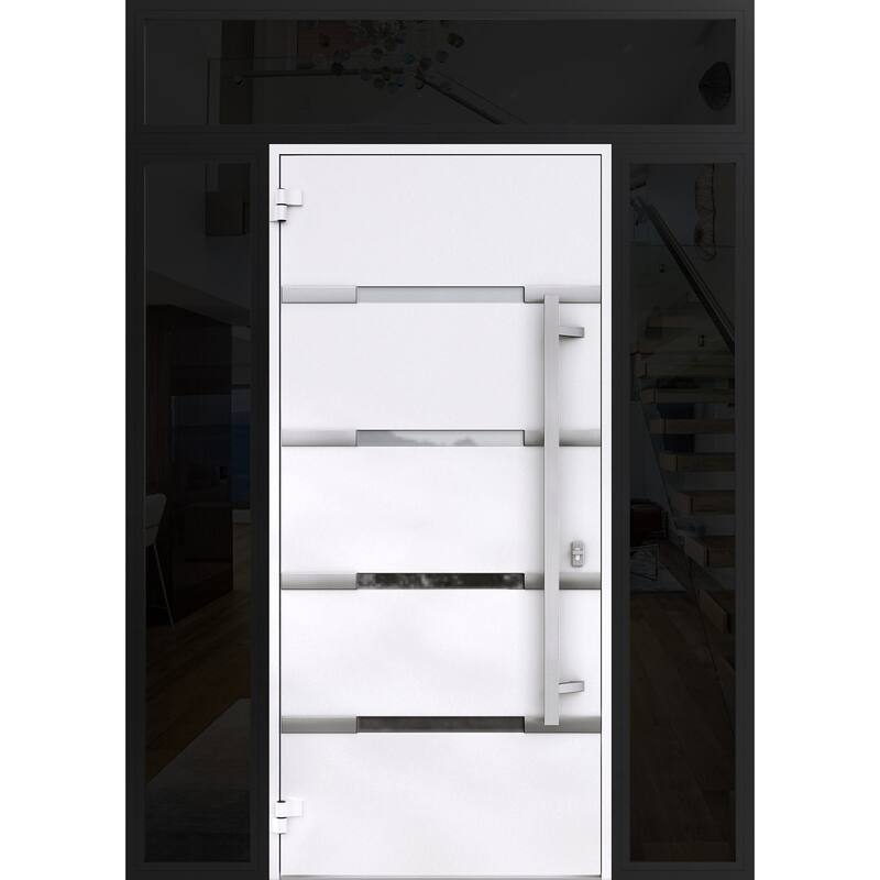 Front Prehung Steel Door 1105 Black Enamel Stainless Inserts W36xH80 Lh I
