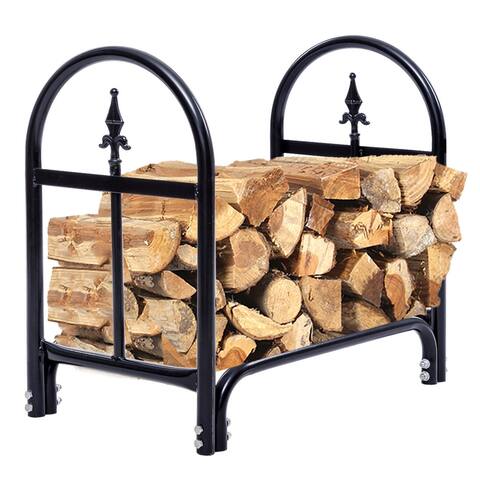 Costway 2 Feet Outdoor Heavy Duty Steel Firewood Log Rack Wood Storage
