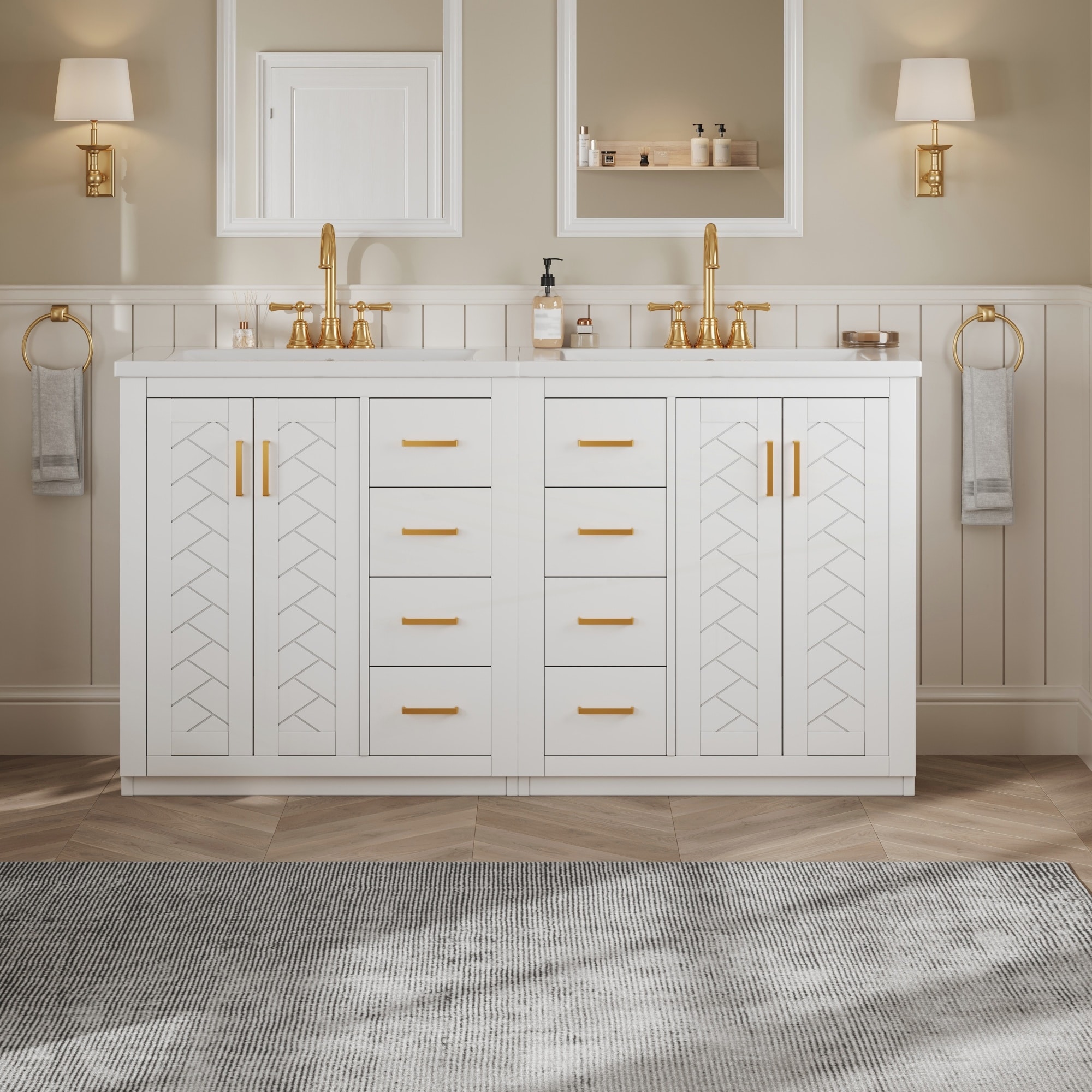 60'' Bathroom Vanity Set with Ceramic Sink (Separate)